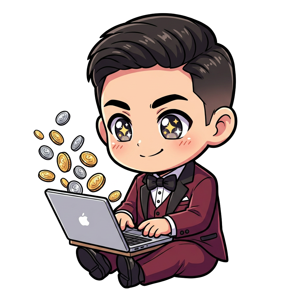 Chibi mascot illustrating Side income is random
